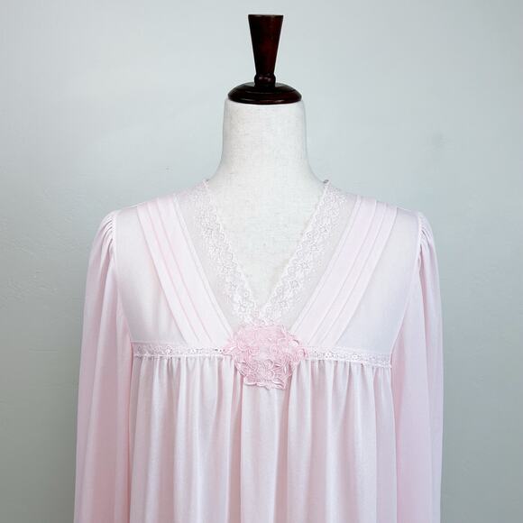 Vintage Vandemere Crepeset Nylon Pink Lace Nightgown NWT - Picture 4 of 8